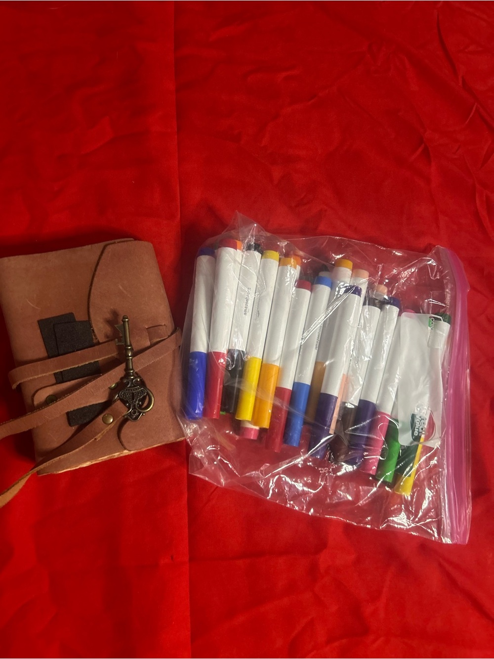 Assorted Colored Party Markers - Multi Color Set and Leather Journal